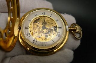 Sacom Incabloc Gold Plated Swiss Made Pocket Watch