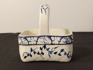 The Potting Shed Dedham Pottery Rabbit Crackleware Basket Approx 5 " X 3 " X 3 "