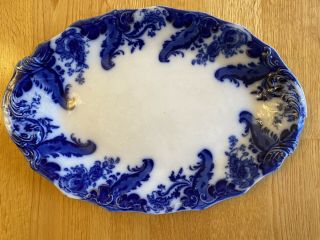 Flow Blue Grindley Argyle 12 " Oval Platter
