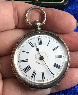 ANTIQUE VICTORIAN FRENCH SOLID SILVER FRENCH LADIES POCKET WATCH 2