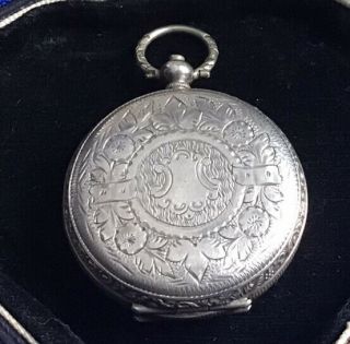 ANTIQUE VICTORIAN FRENCH SOLID SILVER FRENCH LADIES POCKET WATCH 3