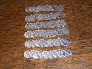 (60) 1963 - 64 Roosevelt Dimes - 90 Silver - Many Unc.