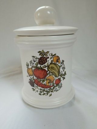 Mid Century Mccoy Pottery White Spice Of Life Delight Canister With Lid