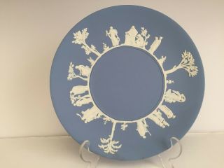Vintage C1956 Wedgwood Jasperware Classical Motif Blue White 9 3/8 " Plate
