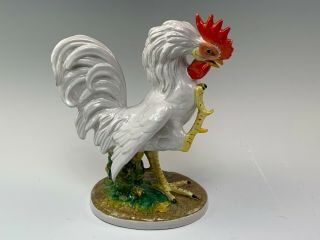 Italian Tin - Glazed Majolica Faience White Rooster Cockerel