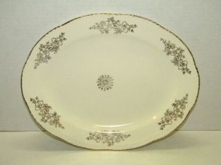 Vintage Homer Laughlin Oval Serving Platter Made In Usa D47n6 Gold Trimmed