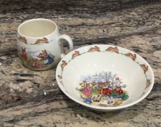 Royal Doulton Bunnykins Cup N Bowl Gardening N Ice Cream Colorful Cond