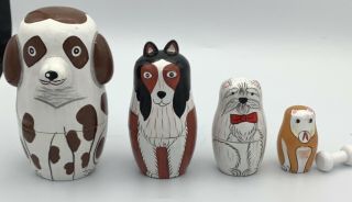 Cartoon Dog Nesting Dolls Handmade Stacking Made Of Wood 4plus A Bone