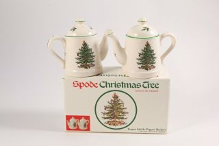 Spode Christmas Tree Teapot Salt And Pepper Shakers Set England