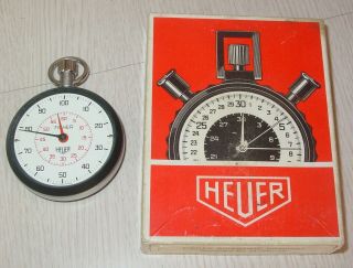 Vintage Heuer Fisher Scientific Company Stopwatch W Box 14 - 647 - 25