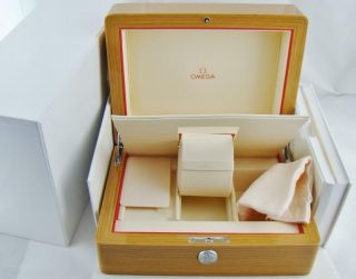 Authentic Omega Presentation Wooden Watch Display Box & Card Holder