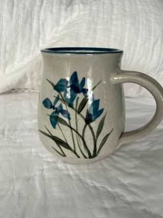 Studio Pottery Mug Coffee Cup Shades Blues Glazed Artist Signed 16oz.