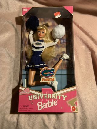 1996 Florida University Gators Cheerleader Barbie Doll Articulated (house Fire)