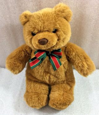Gund Christmas Teddy Bear W/bow 11 " Plush