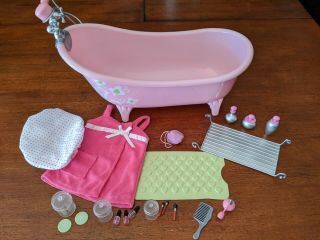 Our Generation Bathtub Set With Accessories For 18 " American Girl Or Og Doll