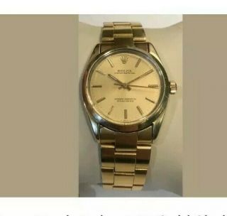 Vintage Mens Rolex 14k Gold Shell Capped Oyster Perpetual Watch 1024,  1985 Fine