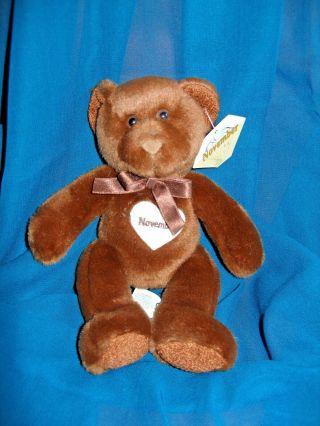 Russ Berrie Bears Of The Month November Teddy Bear Plush Stuffed Toy 7 " Tag