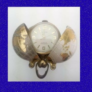 Pretty Swiss Art Deco Vintage Fob World Globe Pocket Watch 1950