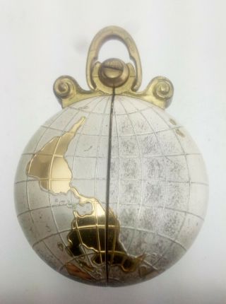 Pretty Swiss Art Deco Vintage Fob World Globe Pocket Watch 1950 2