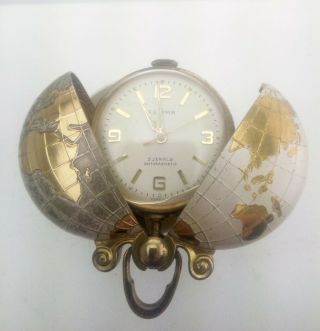 Pretty Swiss Art Deco Vintage Fob World Globe Pocket Watch 1950 5