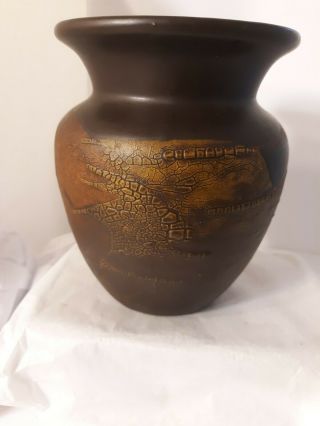 Vtg Mid - Century Royal Haeger Earth Wrap Design Vase Art Pottery Retro Style