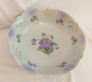 Bavaria Germany Lilac Floral Vegetable Serving Bowl Vintage Purple Flowers 9.  25 "