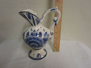 Vintage Delft Holland Porcelain Blue White Pitcher 146 Handmade 8 "
