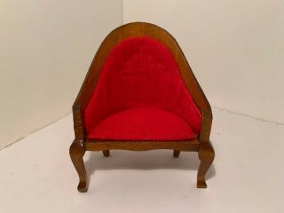 Vintage Dollhouse Miniatures Victorian Red Chair 85