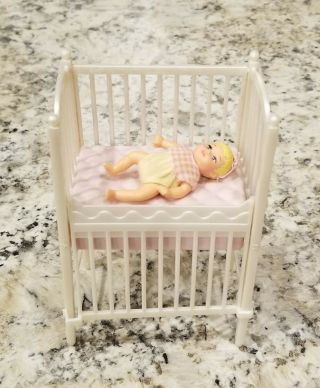 Vintage 2000 Barbie Bedtime Baby Krissy And White Lullaby Crib