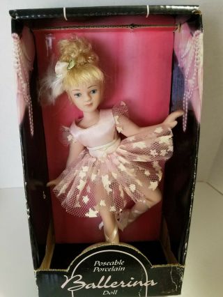 Vintage Poseable Porcelain Blond Ballerina Doll Still