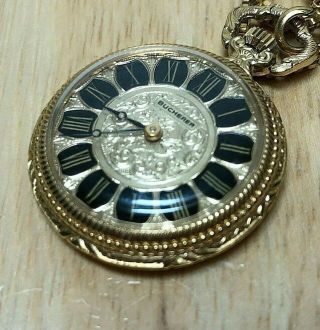 Vintage Bucherer Swiss Lady Gold Tone Hand - Winding Necklace Pendant Watch Hours