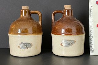 2 Vintage Red Wing Stoneware Miniature Jugs With Labels