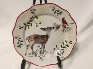 Winter Forest Fawn (deer) & Cardinal Salad Plate By Better Homes & Gardens