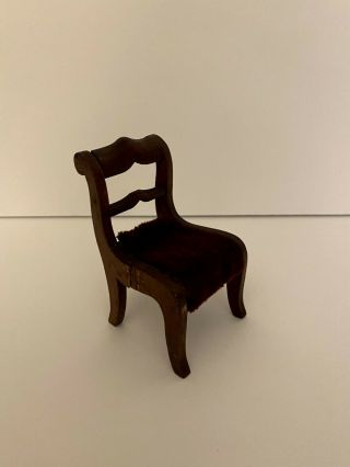 Dollhouse Miniature Wood Dining Chair Velvet Seat 1:6 Scale