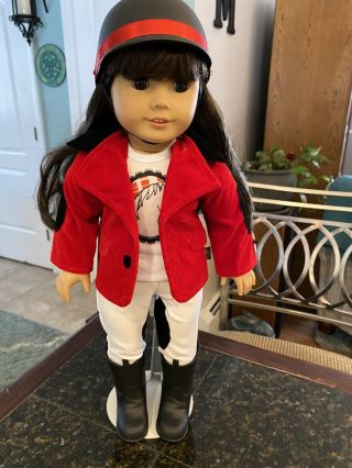 Equestrian Riding Outfit For 18 " Doll Will Fit American Girl Helmet Boots Jacket