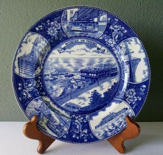 Adams Jonroth San Francisco Cliff House Blue Transferware Staffordshire Plate