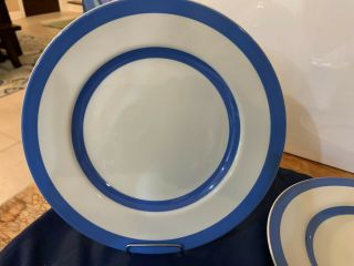 Vintage Blue/white Cornishware T.  G.  Green England Green Mark Plate 10 1/4 " Set 2