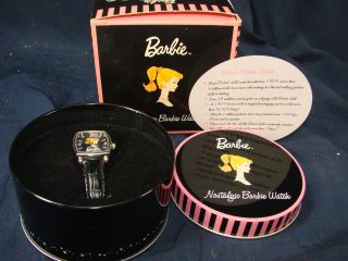 Avon 2002 Limited Edition Nostalgic Barbie Watch In Hat Box Tin