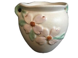 Vintage Weller Pottery Handled Ivory Matte Vase Dogwood Vase
