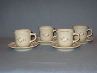 Pfaltzgraff Heirloom Set Of 4 Demi Tasse Cups And Saucers