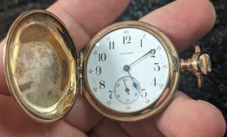 Vintage Illinois 0s Gold - Filled Hunter Case Pocket Watch - 772