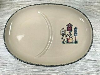 Home & Garden Party Ltd.  Stoneware Birdhouse Pattern Snack Plate & Soup Mug Set 2