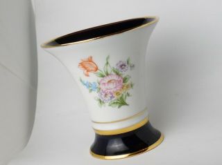 Vintage Royal Dux Bohemia Cobalt Blue Porcelain Trumpet Vase