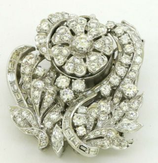 Vintage 1950s heavy Platinum 7.  0CTW VS1/F diamond cluster watch brooch/pendant 2