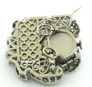Vintage 1950s heavy Platinum 7.  0CTW VS1/F diamond cluster watch brooch/pendant 4