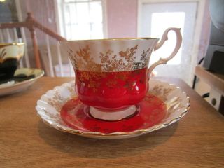 Royal Albert Regal Series Cup & Saucer - Red W/gold Accents