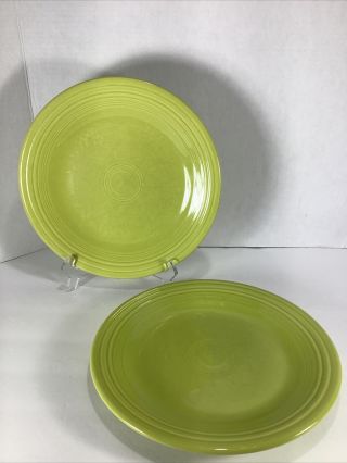 Set Of 2 Fiesta Ware Homer Laughlin China 10.  5” Dinner Plates Lime Green