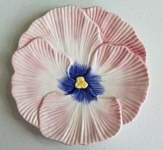 Pansy Plate Majolica Vintage Bright Gloss Glaze Art Pottery
