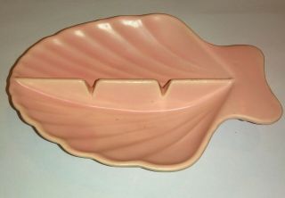 Very Rare Vintage 1940s - 1950s Shawnee Pottery Pink Sea Shell Ashtray Seashell