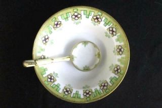 Vintage Nippon Soup Bowl With Spoon Hand Painted Porcelain Gold Trim